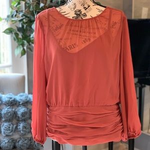 WHBM NWT 14 Silk Banded Waist Blouse